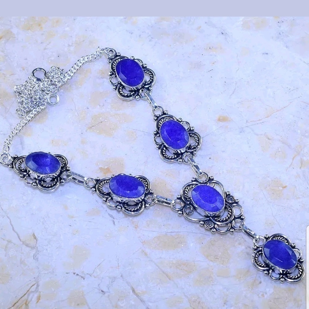New Handcrafted raw sapphire necklace